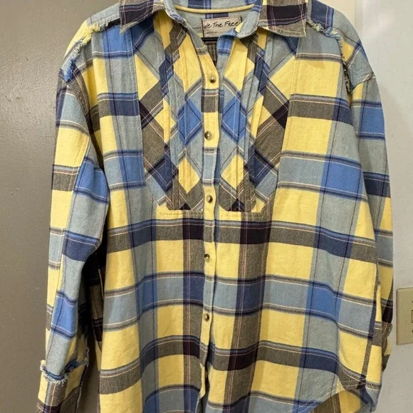 New FREE PEOPLE We The Free Layla Button Down Plaid Flannel Shirt  X-SMALL - Picture 10 of 11